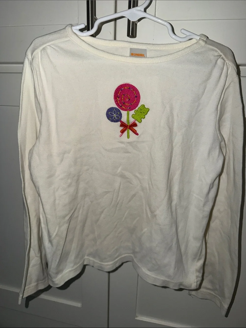 Gymboree Cream Long Sleeve Top with Bright Floral Applique